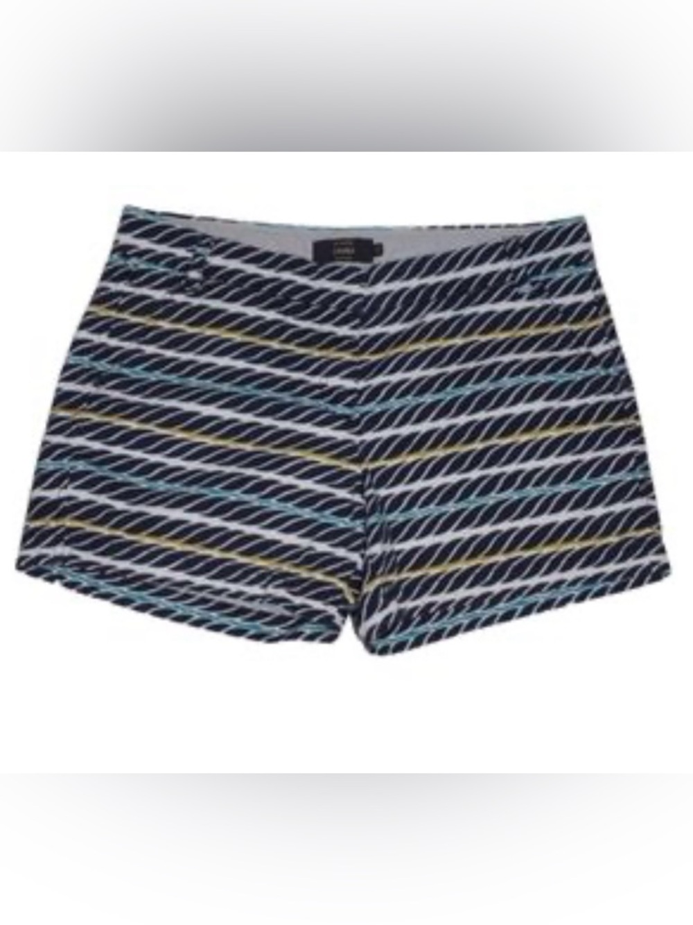 J. CREW Chino Shorts Navy Blue Multicolor Wave Stripe Print Women's